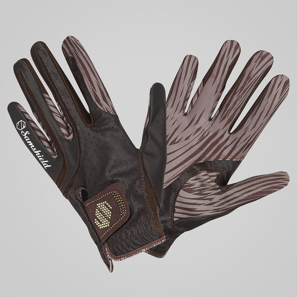 Samshield V-skin Swarovski Crystal Riding Gloves - Brown Champagne And 