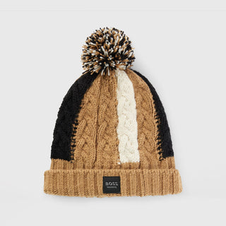 BOSS Equestrian Beanie Bobble Hat - Signature Colour Block