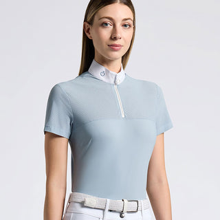 Cavalleria Toscana Perforated Insert Show Shirt - Blue Fog