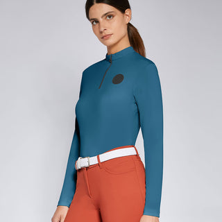 Cavalleria Toscana Tech Pique Zip Base Layer - Deep Sea Blue