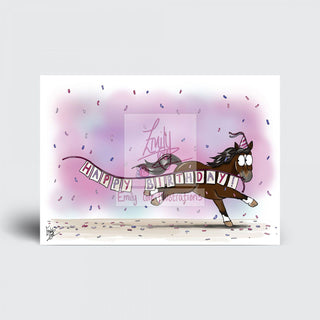 Emily Cole Pony Happy Birthday Card - Dark Bay