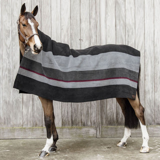 Kentucky Horsewear Heavy Fleece Square Blanket - Stripes Black/Grey