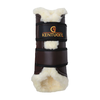 Kentucky Horsewear Leather Brushing Boots Hind - Brown