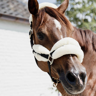 Kentucky Horsewear Nylon Sheepskin Headcollar Soft - Natural