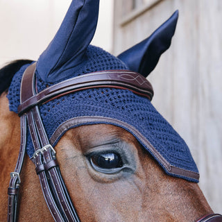 Kentucky Horsewear Wellington Leather Fly Veil - Navy