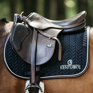 Kentucky Horsewear Fishbone Leather Logo Jumping Saddle Cloth - Black