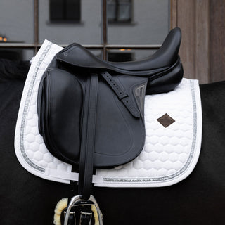 Kentucky Horsewear Glitter Band Dressage Saddle Cloth - White/Silver