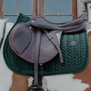 Kentucky Horsewear Velvet Pearls Jumping Saddle Cloth - Pine Green