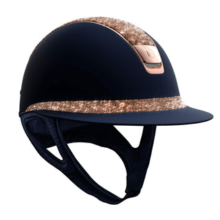 Samshield V1 Navy Miss Shield Riding Hat with Rose Gold Crystal Fabric