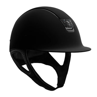 Samshield V1 Black Shadowmatt Riding Hat with Black Crystal Fabric Blazon