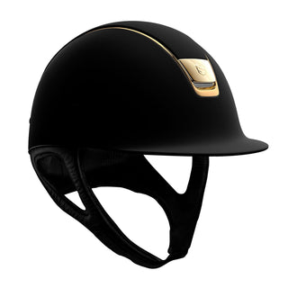 Samshield V1 Black Shadowmatt Riding Hat with Gold Chrome Trim