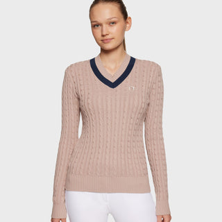 Samshield Lisa Colour V-Neck Sweater - Powder Pink/Navy