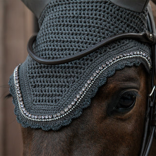 Kentucky Horsewear Wellington Stone and Pearl Soundless Fly Veil - Dark Grey